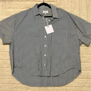 Pistola NWT Sea Stripe Short Sleeve Buttondown Blouse